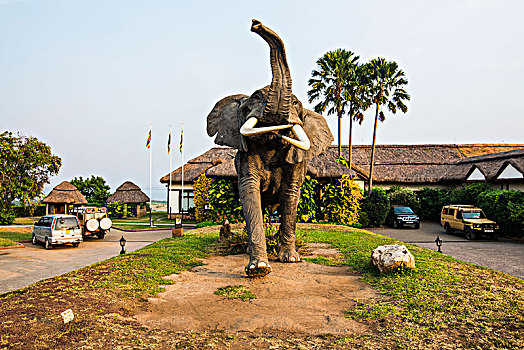 大象,入口,豪华酒店,伊丽莎白女王国家公园,乌干达