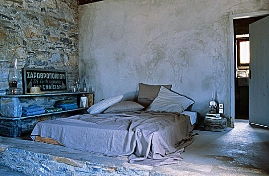 床,睡觉,区域,架子,石头
