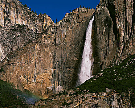 美国,加利福尼亚,优胜美地国家公园,上优胜美地瀑布,彩虹,大幅,尺寸