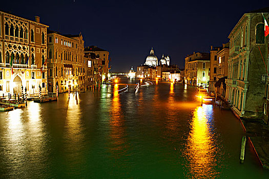 夜晚,大运河,威尼斯,意大利