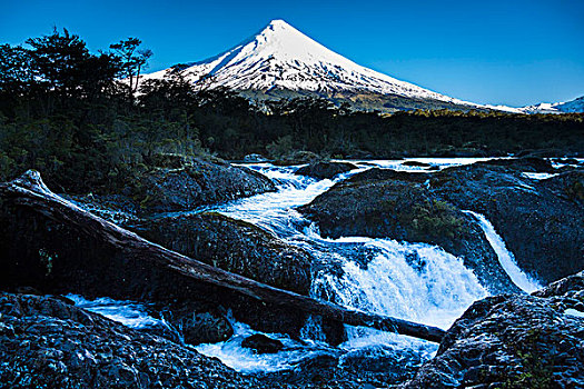 火山,瀑布,蔷薇目,拉各斯,区域,巴塔哥尼亚,智利