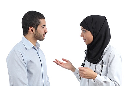阿拉伯,医生,交谈,病人