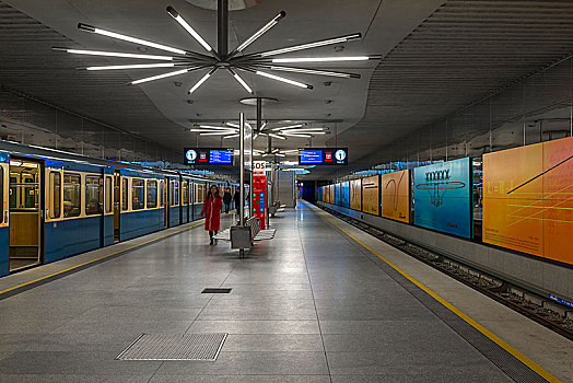 地铁站,靠近,慕尼黑,巴伐利亚,德国,欧洲