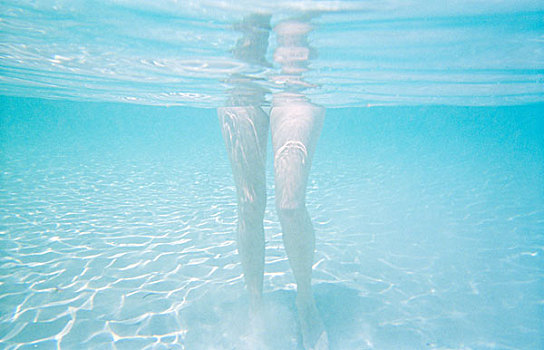 腿,水下,海洋,马赛,法国