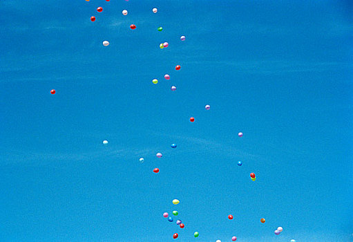 彩色,气球,漂浮,空中