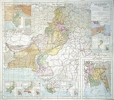 地图,巴基斯坦,印度,边界