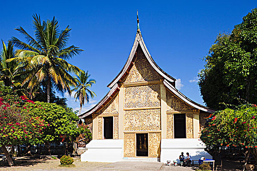 老挝,琅勃拉邦,寺院,皮质带,丧葬