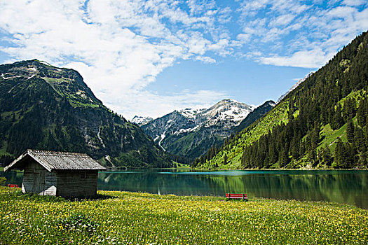 风景,湖,山谷,奥地利