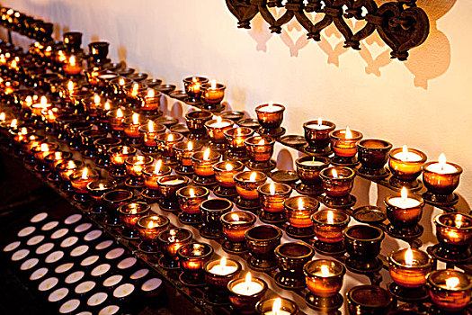 祈愿用具,蜡烛,燃烧,齐姆高,巴伐利亚,德国,欧洲