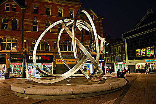 北爱尔兰,安特里姆郡,贝尔法斯特,雕塑,广场,靠近,维多利亚,购物中心