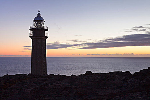 灯塔,法若,晚上,加纳利群岛,西班牙,欧洲