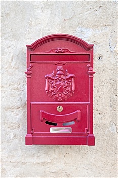 旧式,红色,金属,邮筒