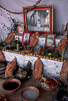 墨西哥,瓦哈卡,亡灵节,家,圣坛,面包