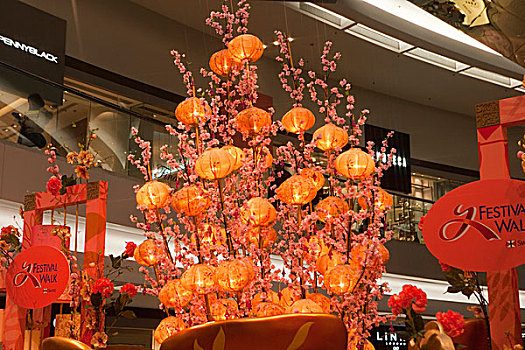装饰,庆贺,春节,节日,走,购物中心,香港