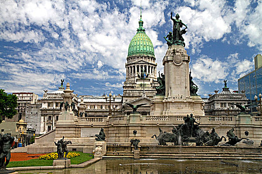 纪念建筑,两个,国会,正面,阿根廷,国会大厦,布宜诺斯艾利斯