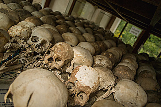 许多,人头骨,金边,柬埔寨