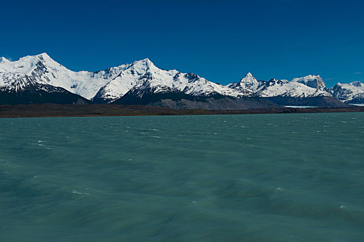 雪山,岸边,阿根廷湖