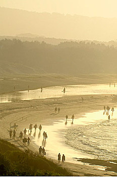 俯视,海滩,日落,拜伦湾,新南威尔士,澳大利亚