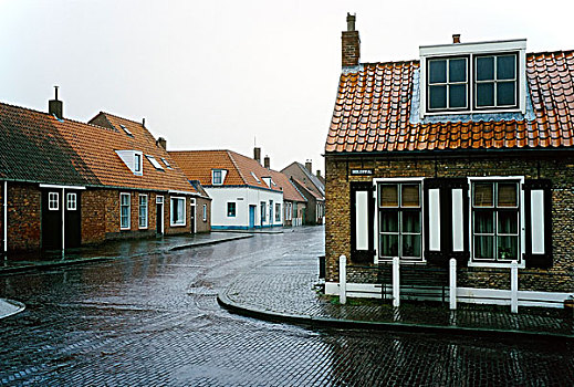小路,小,荷兰,房子,雨,韦斯特克白拉,乡村,欧洲