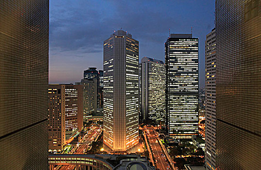 日本,东京,新宿,天际线,摩天大楼