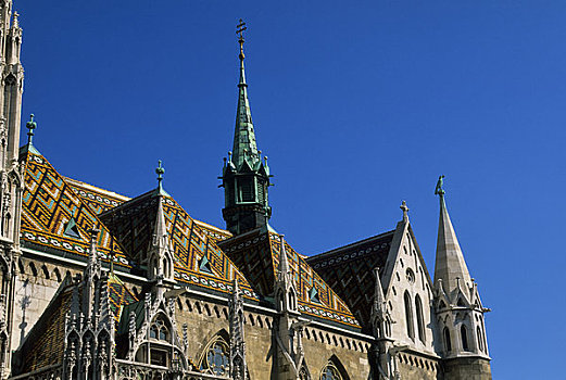 匈牙利,布达佩斯,城堡区,马提亚斯教堂,特写