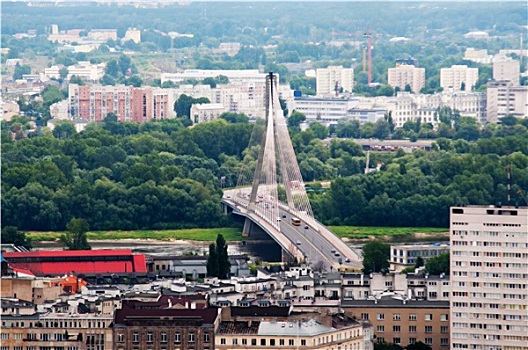全景,华沙,城市,现代,桥