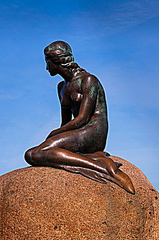 特写,雕塑,小美人鱼,哥本哈根,丹麦,欧洲