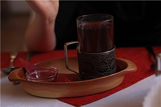 玻璃杯,传统,俄罗斯,茶