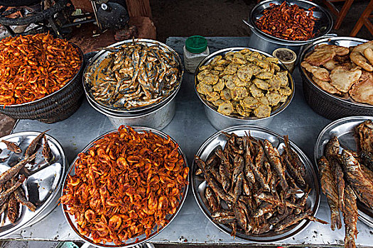 尼泊尔,餐具,鱼肉,虾,街道,餐馆,亚洲