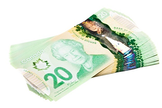 渥太华,加拿大,新,20美元,钞票,隔绝,白色背景