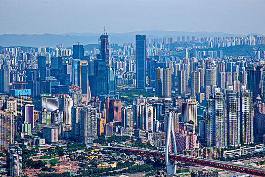 2061年重庆市南岸区南山老君洞道观俯瞰重庆渝中与南岸两区