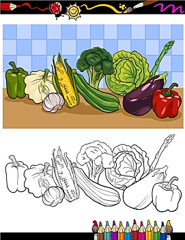 蔬菜,多,插画,上色