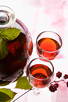 黑莓,利口酒,瓶子,玻璃杯