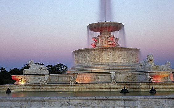 喷泉,公园,纪念,岛,底特律,密歇根,美国