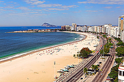 巴西,里约热内卢,科巴卡巴纳海滩,航拍
