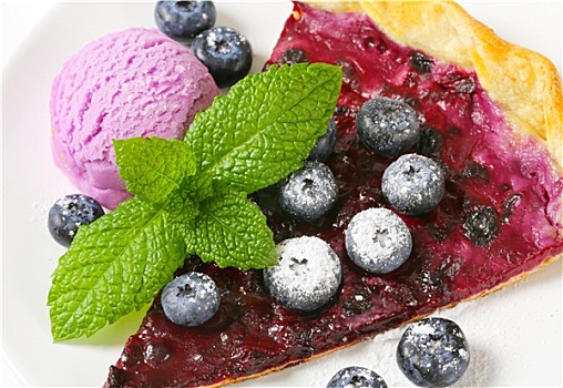切片,蓝莓蛋糕,冰淇淋