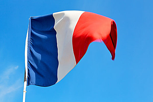 摆动,旗帜,蓝天,法国,彩色