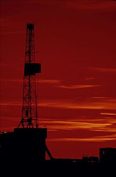 油,钻机,钻塔,日落,普拉德霍湾,北极,斜坡