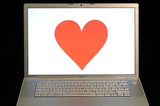 心形,苹果,苹果笔记本,显示屏,象征,网恋