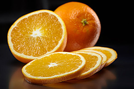 橘子,甜橙,暗色,玻璃,表面