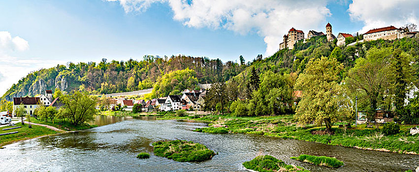 河,城堡,巴伐利亚,德国,欧洲