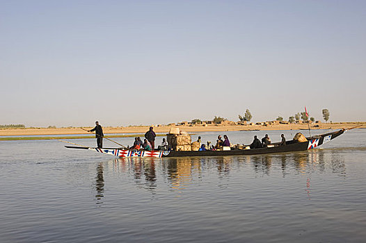 西非,马里,河,本地居民,木船
