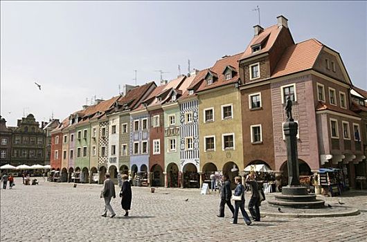 历史,老,建筑,市场,广场,波兹南,波兰