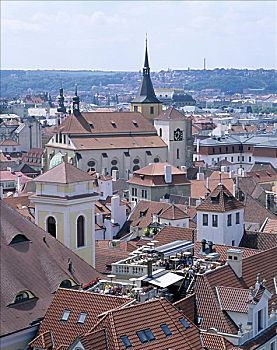 屋顶,餐馆,老城,布拉格,捷克共和国