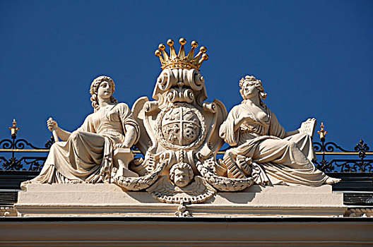 雕塑,盾徽,皇冠,建造,维也纳,奥地利,欧洲