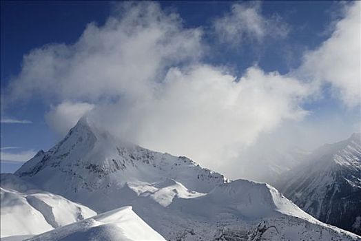 薄纱,薄雾,上方,积雪,高山,顶峰,阿尔卑斯山