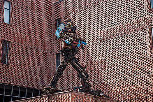 重庆沙坪坝区大学城四川美院的红房机器人雕塑