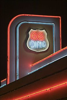 霓虹标识,用餐,中心,阿布奎基,新墨西哥,美国