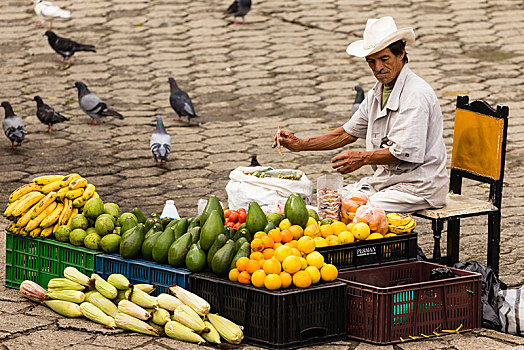 男人,销售,果蔬,街道,哥伦比亚,南美
