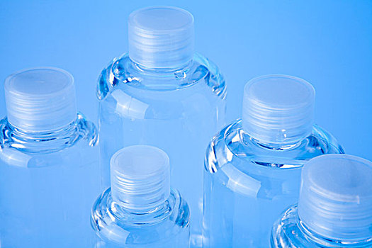 透明,瓶子,蓝色背景